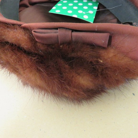 BROWN FUR VINTAGE PILL BOX STYLE HAT - Picture 4 of 5